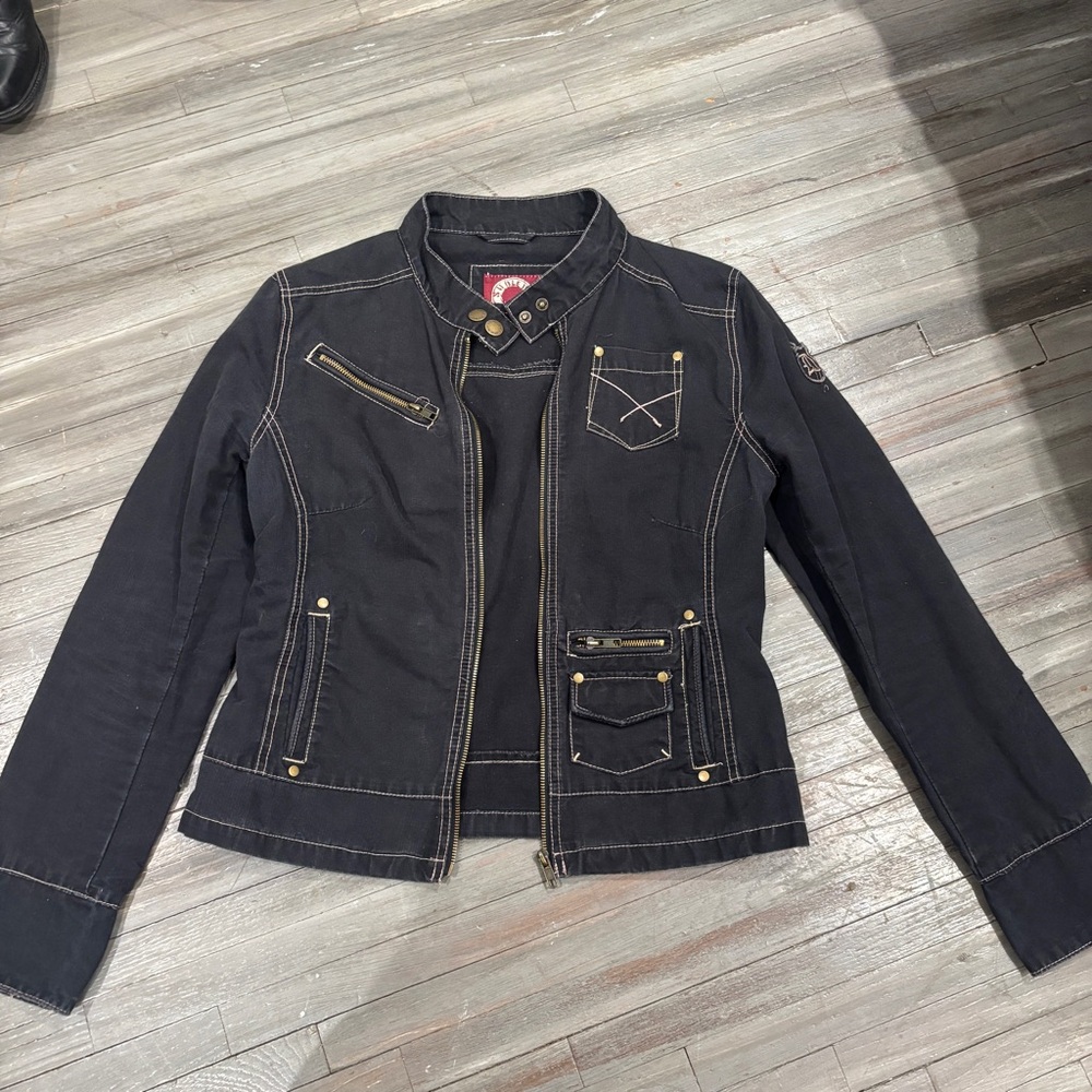 Black Jean Jacket with Gold Details